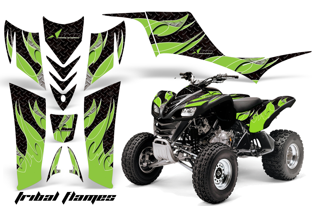 Kawasaki KFX 700 Graphics tribalflame green-blkbg